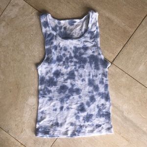 Tie dye denim blue scrunch tank top